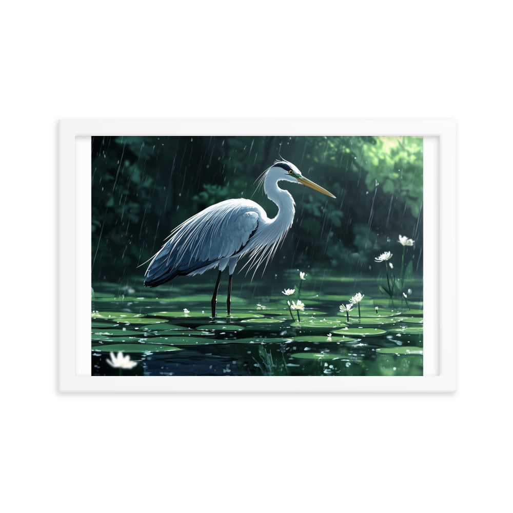 Heron Framed photo paper poster