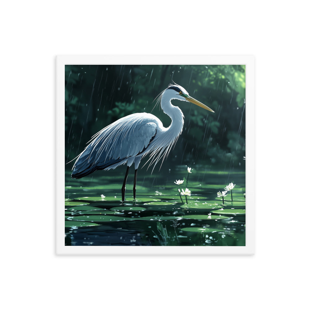 Heron Framed photo paper poster