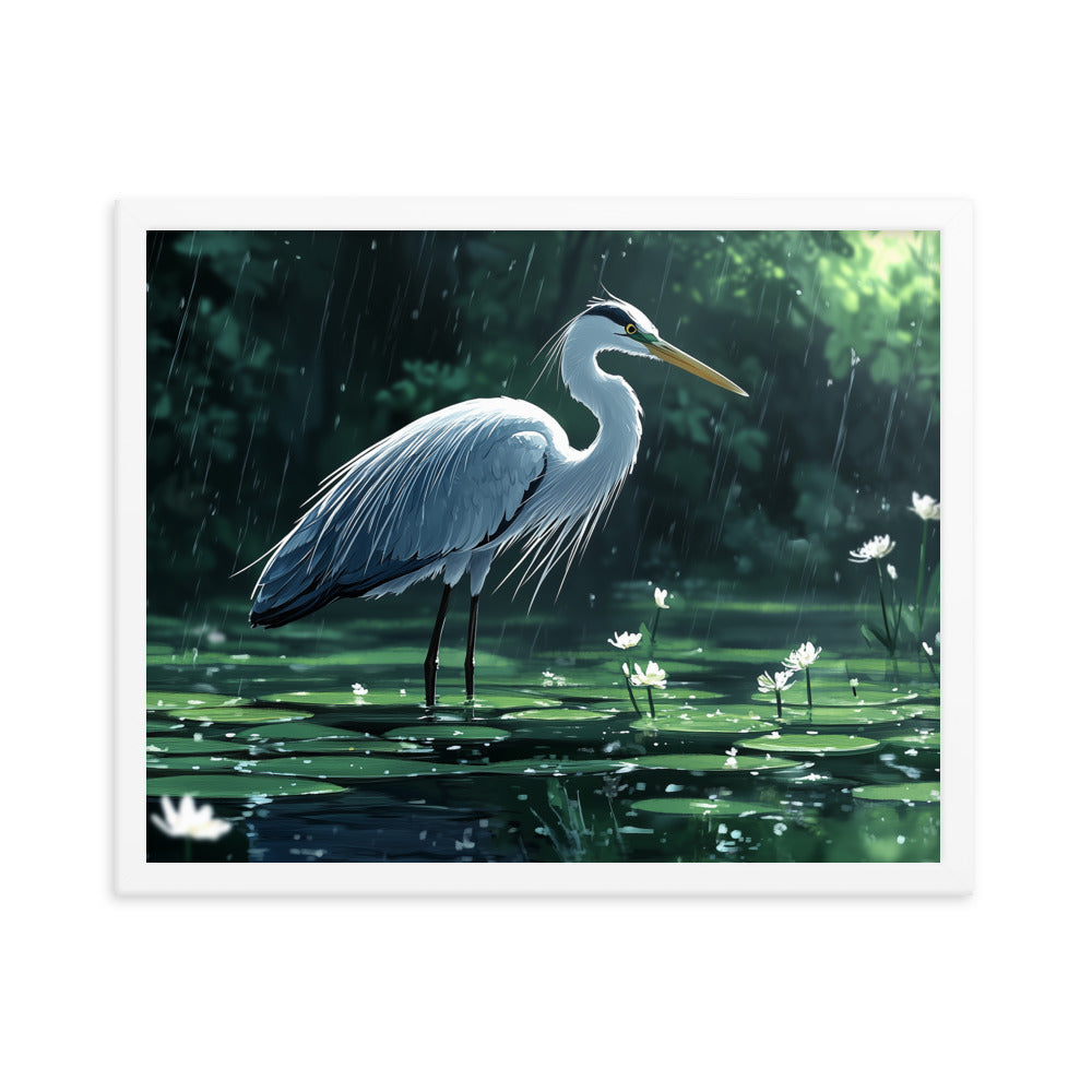 Heron Framed photo paper poster