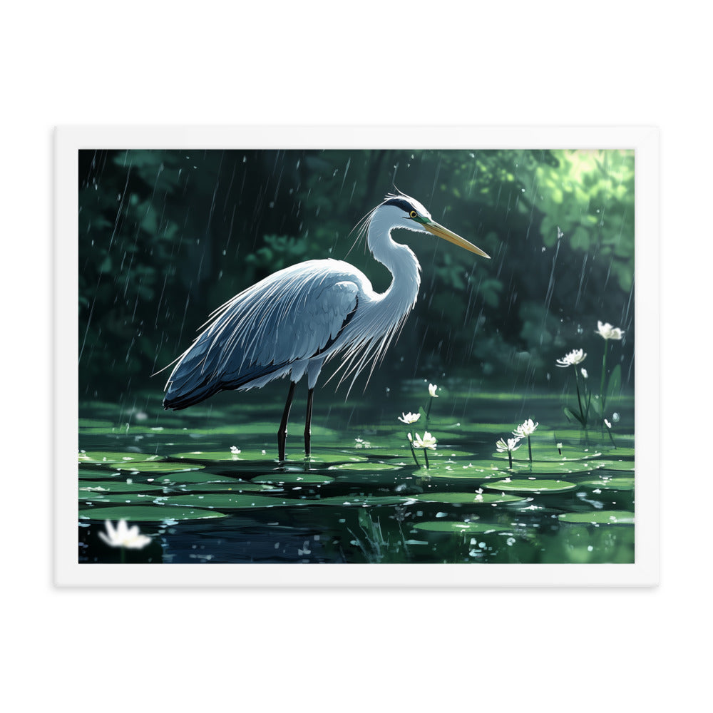 Heron Framed photo paper poster