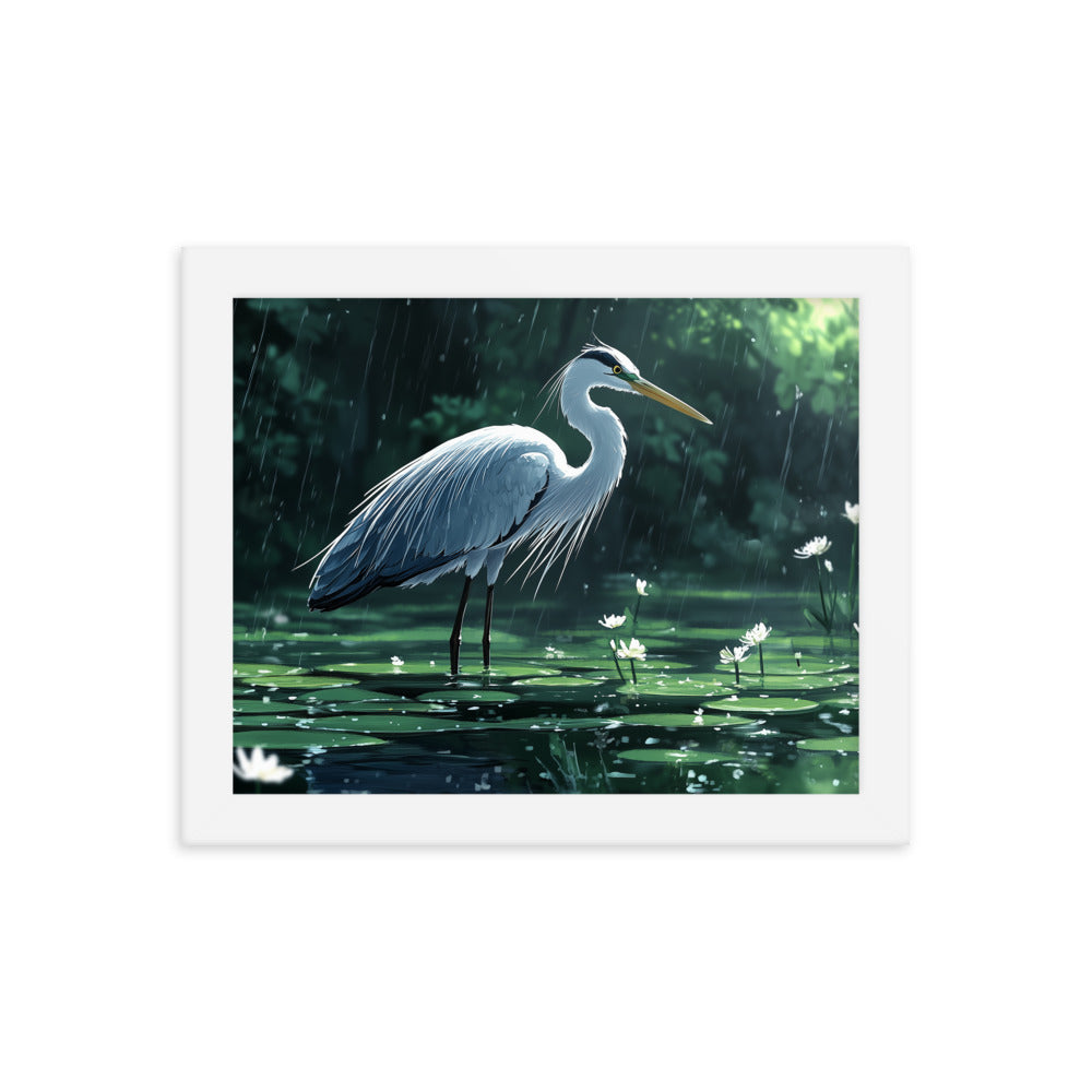 Heron Framed photo paper poster