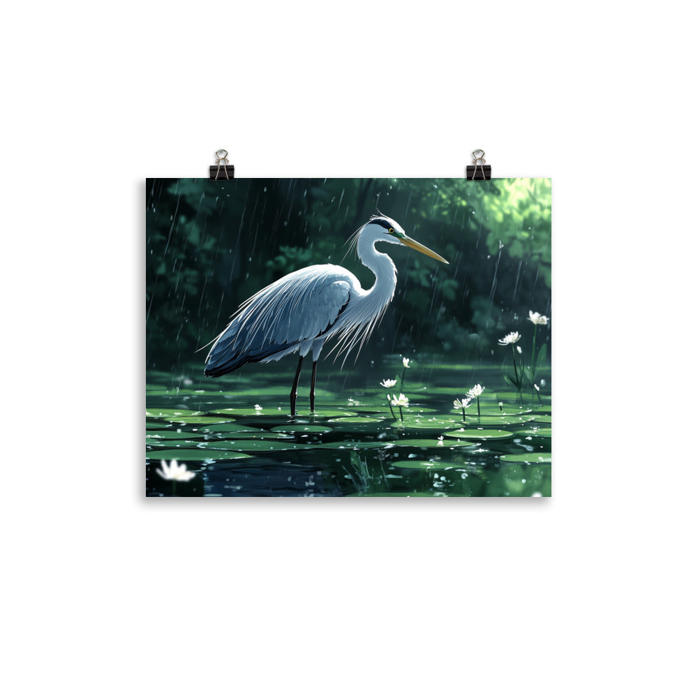 Heron Photo paper poster