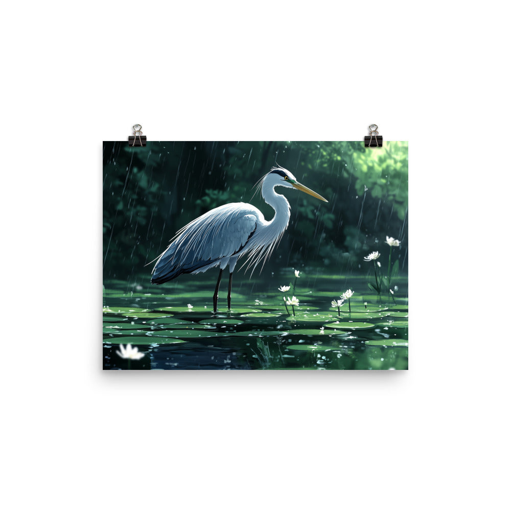 Heron Photo paper poster