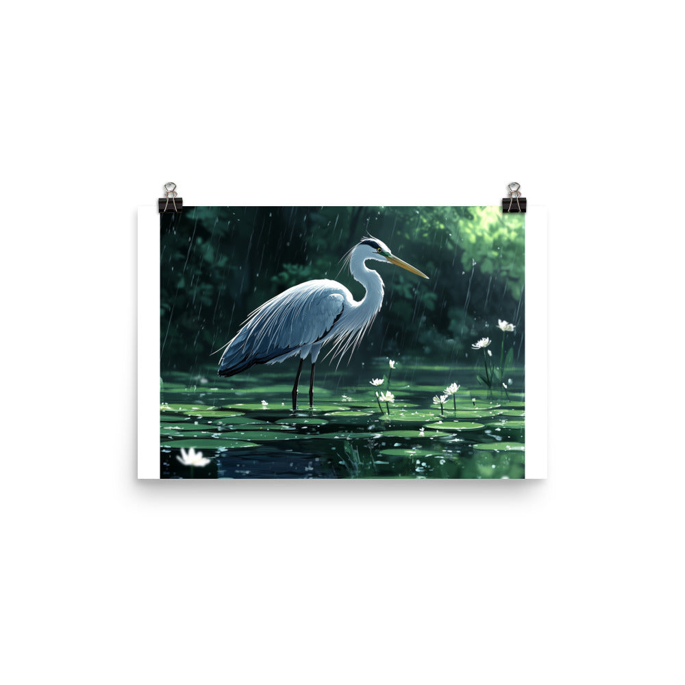 Heron Photo paper poster