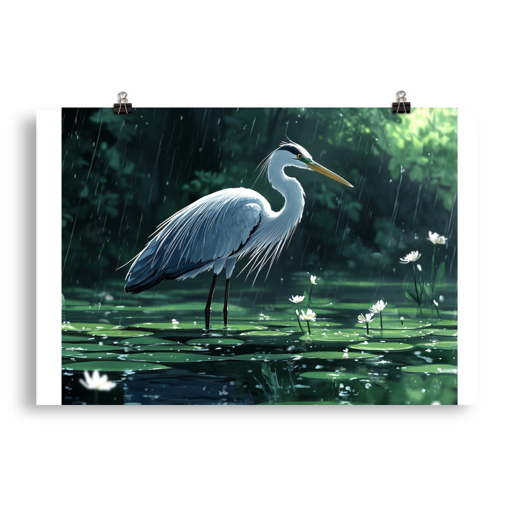 Heron Photo paper poster