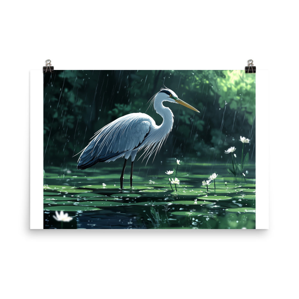 Heron Photo paper poster