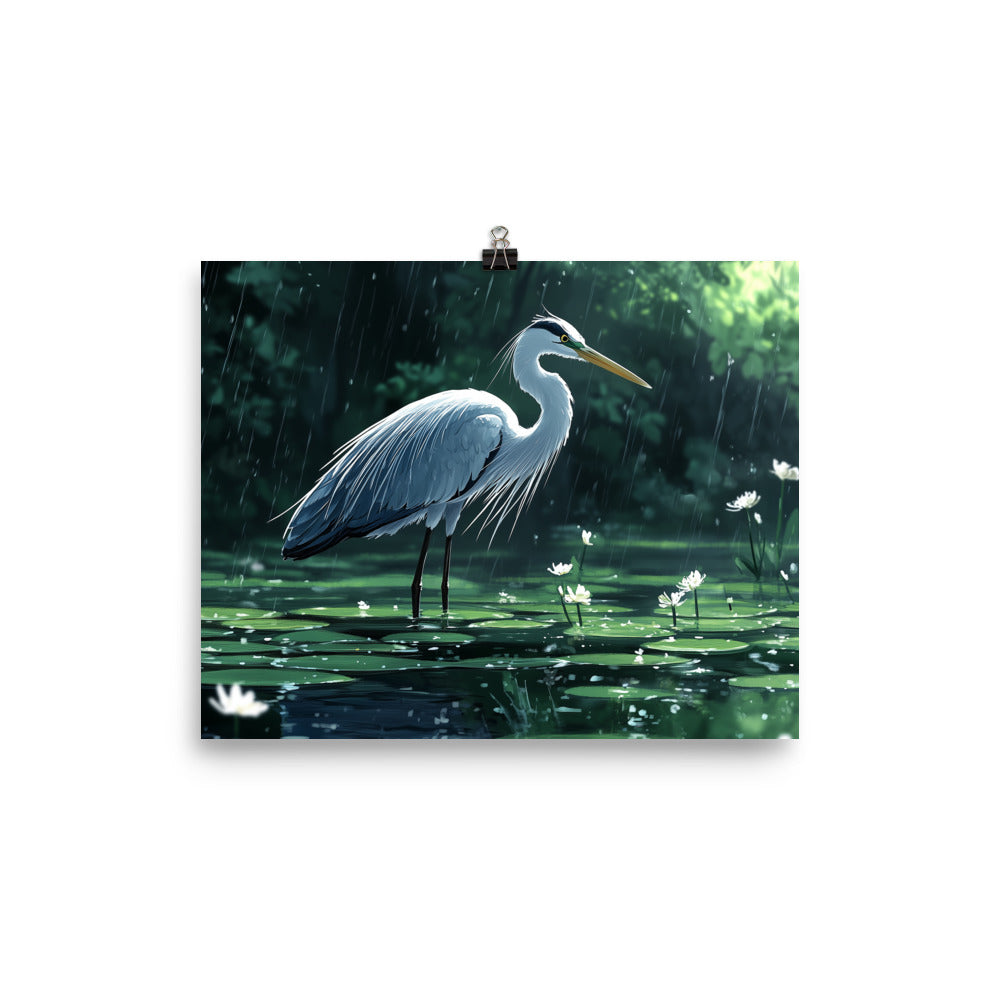 Heron Photo paper poster